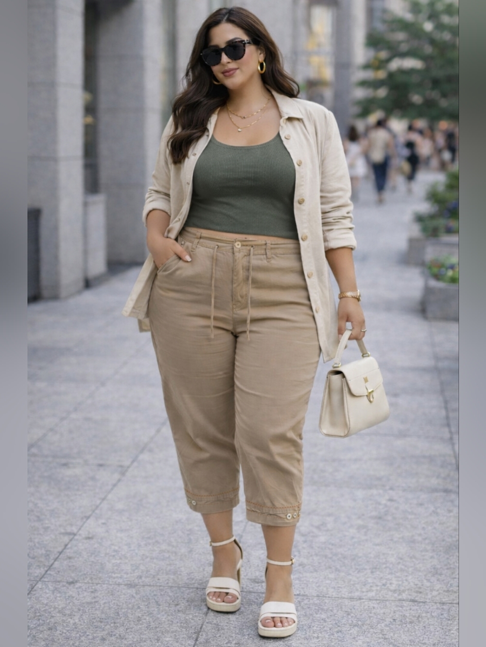 White Stag Woman Khaki Cropped Pants | Size 20W